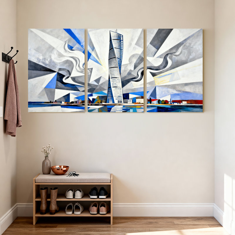 Ensemble de 3 reproductions d'art mural sur toile avec villes et pays, H 30 po x l 60 po