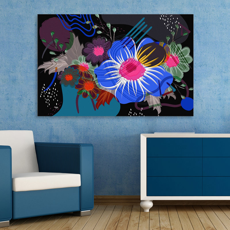 " Flower Power 510 " Painting Print, 12" H x 18" W x 1.5" D