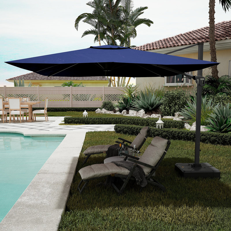 Parasol de patio en porte-à-faux carré 11 pi en bleu marine (sans base de parasol), Marine