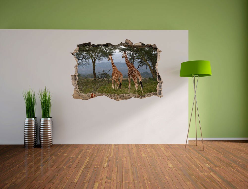 Wandaufkleber Two Giraffes Roaming in the Savanna