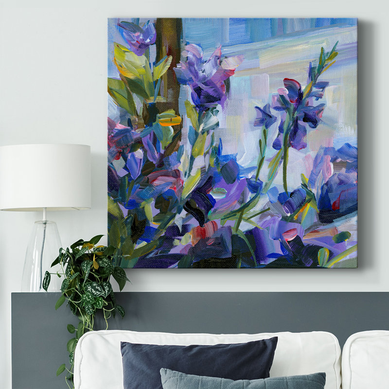 Étoiles mauves sur toile, H 24 po x l 24 po x P 1,5 po