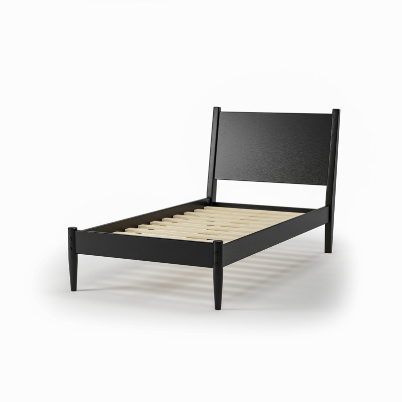 Lit plateforme Ashlie, Lit simple, Noir