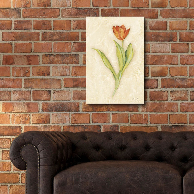 «Red Tulip Stem» par Cheri Blum, art mural en verre acrylique, H 24 po x l 16 po x P 0,2 po
