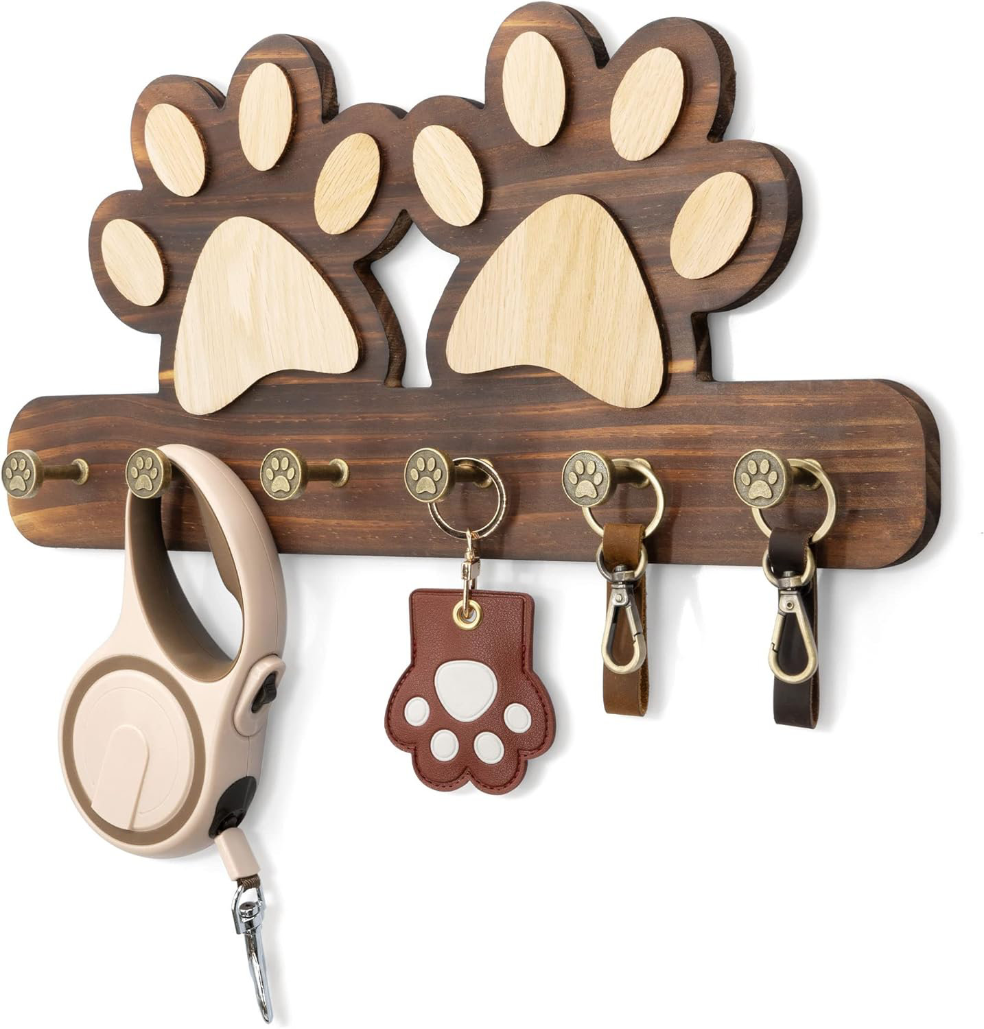 RAPTIZ Farmhouse Key Holder For Wall - Decorative Dog Leash Hanger Wall ...