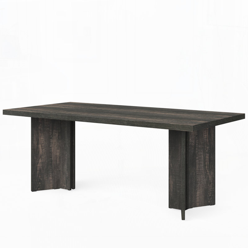63" Farmhouse Dining Table for 4-6, Dark Gray