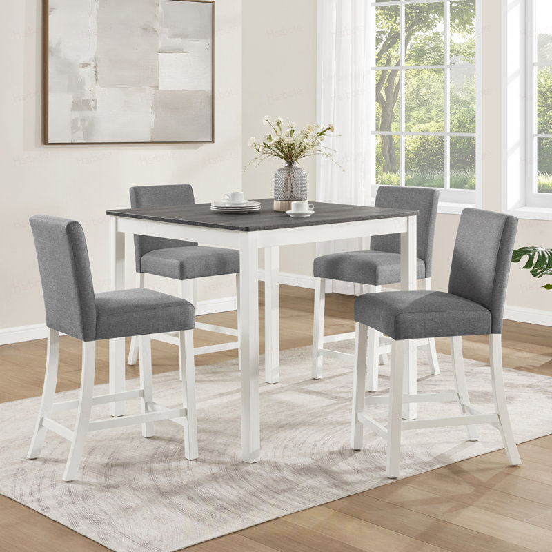 Ensemble de table 5 pièces à hauteur de comptoir avec 4 chaises, ensemble de table à hauteur de comptoir pour 4 avec chaises, ensemble de table à hauteur de comptoir en bois pour la cuisine, la salle à manger