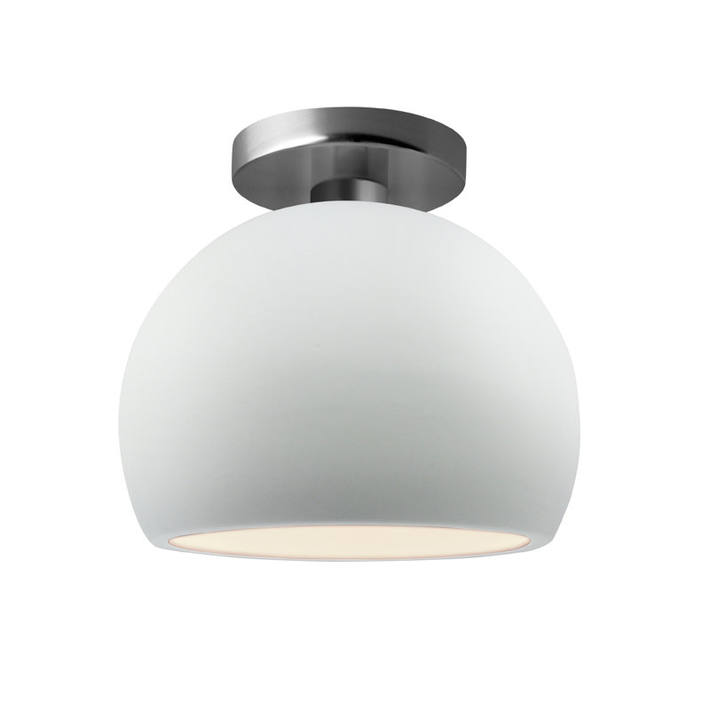 Plafonnier semi-encastré Radiance, H 7 po x l 7 po x P 7 po, Nickel brossé, Blanc brillant / blanc brillant