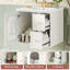 Meuble-lavabo, meuble-lavabo avec lavabo en céramique, 2 tiroirs et 1 porte à fermeture en douceur