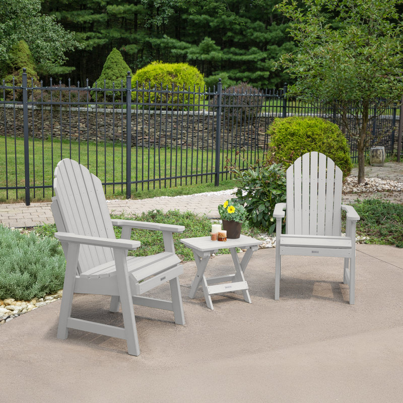 Anette Outdoor Adirondack Chair With Table, White