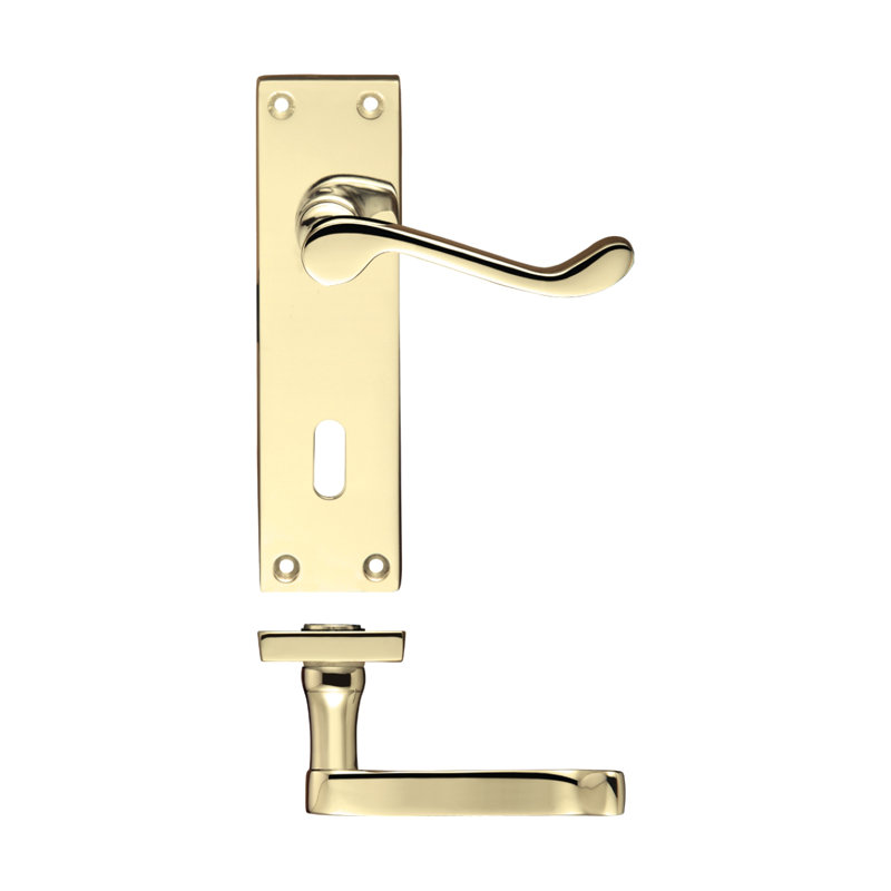 Barberie Lock Door Handle, Electro Brass