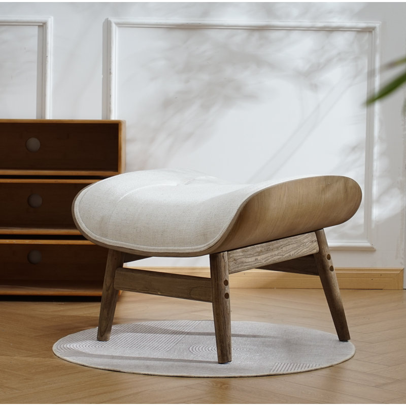 Jeyshan Upholstered Ottoman, Beige Polyester