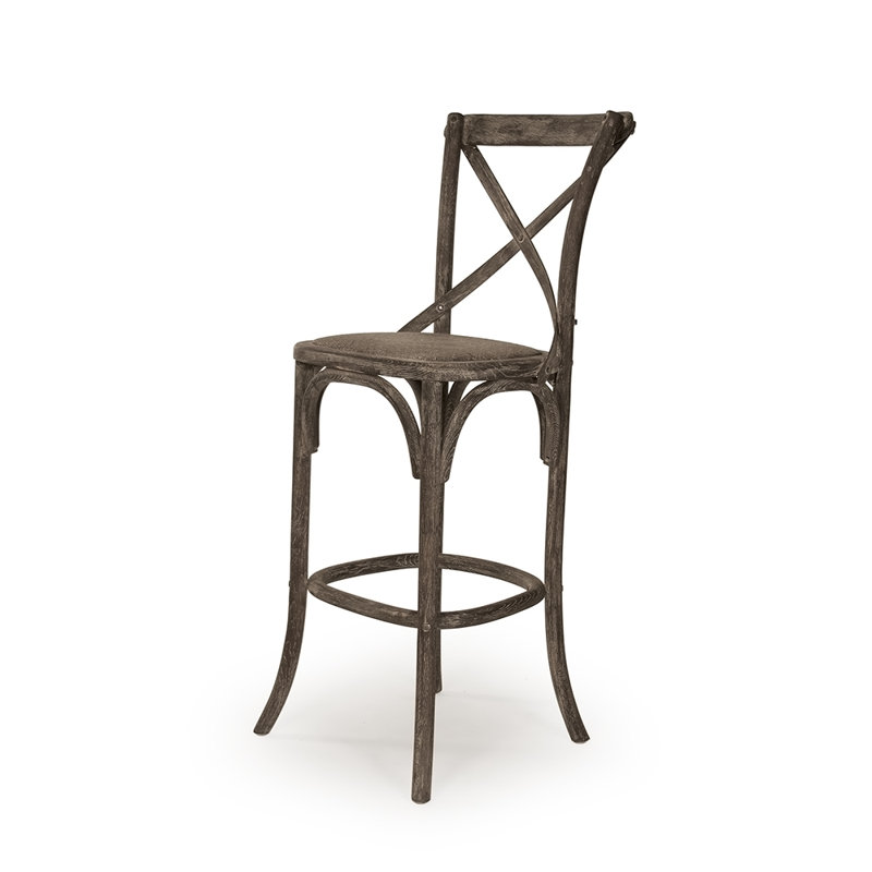 Parisienne Cafe Stool, Tabouret de bar (assise de 30,25 po de hauteur), Chêne anthracite chaulé