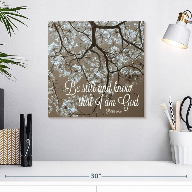 Verset biblique «Tergel Be Still», H 16 po x l 16 po