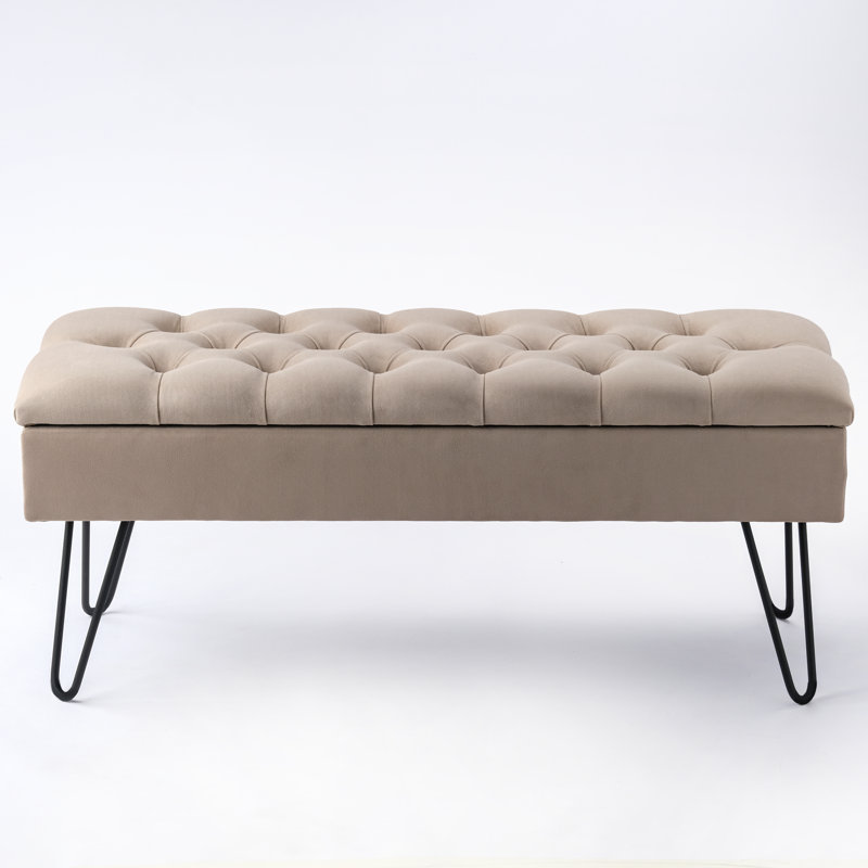 Emborough Upholstered Storage Bench, H44 x W140 x D40cm, Beige
