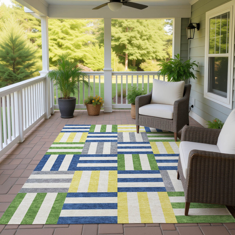 Machine Washable Indoor/Outdoor Aten ACN2332 Geometric Rug, Rectangle 3' x 5'