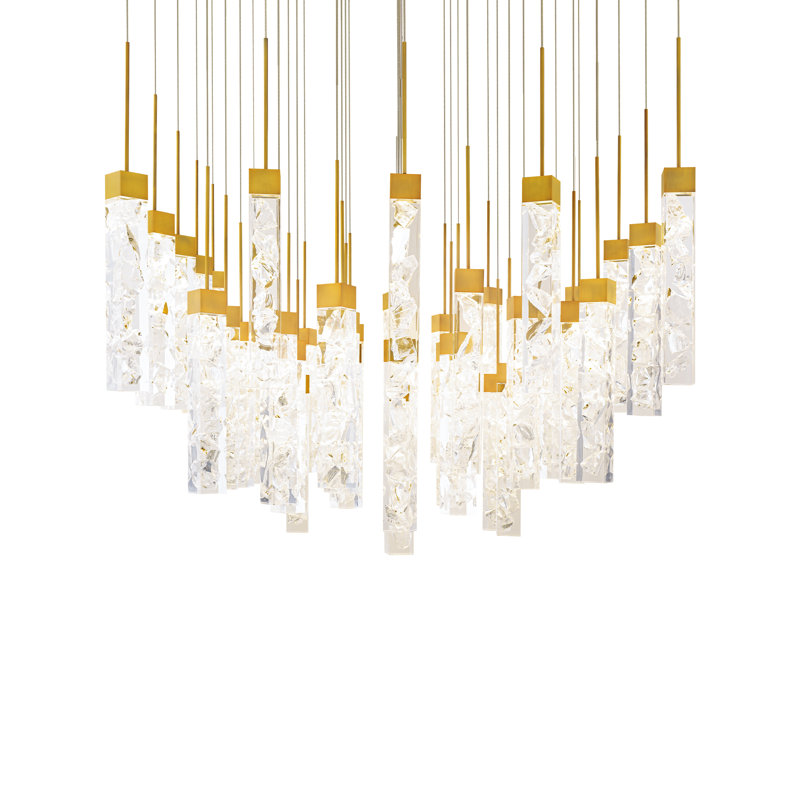 Luminaire suspendu à DEL Minx, Laiton vieilli, H 12,88 po x l 36 po x P 36 po, 41