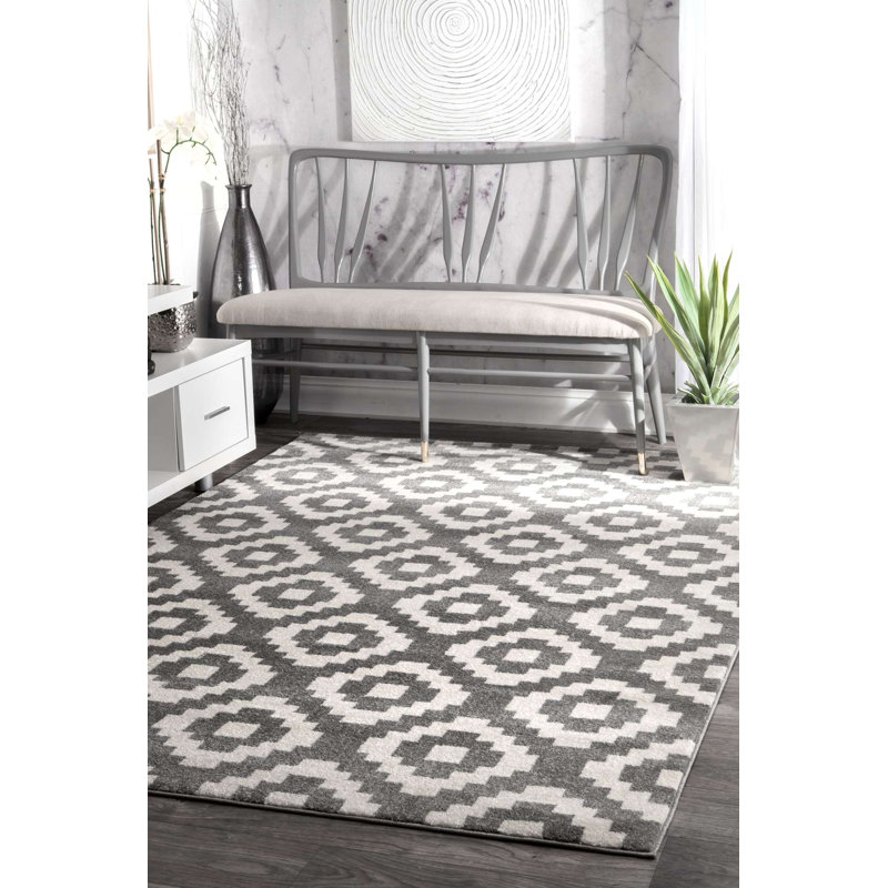 Tapis gris/ivoire Brentley, Rectangle 5 pi 3 po x 7 pi 7 po