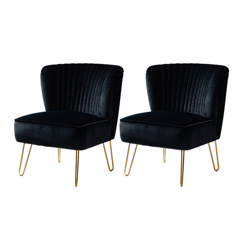 Chaise d'appoint en velours Euclid Glam, Noir, noir, noir, noir