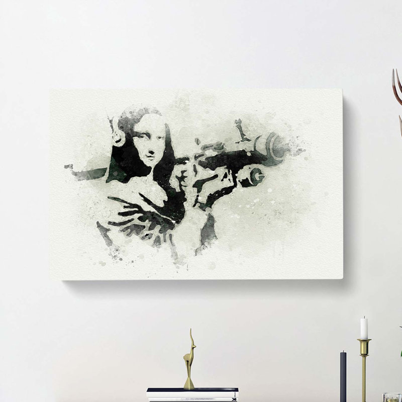 Mona Lisa by Banksy - Wrapped Canvas, 35cm H x 50cm W x 3cm D