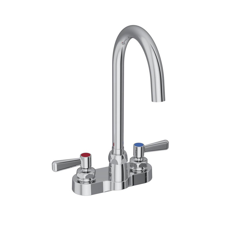 Robinet à débit stratifié central 4 po avec bec à col-de-cygne de 5 po et poignées leviers 2 po chrome