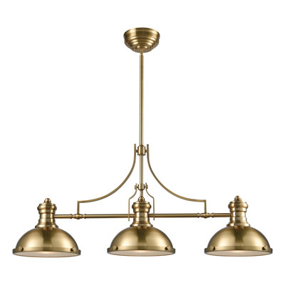 Lustre linéaire à 3 lumières de 47 po de large Chadwick - Laiton satiné