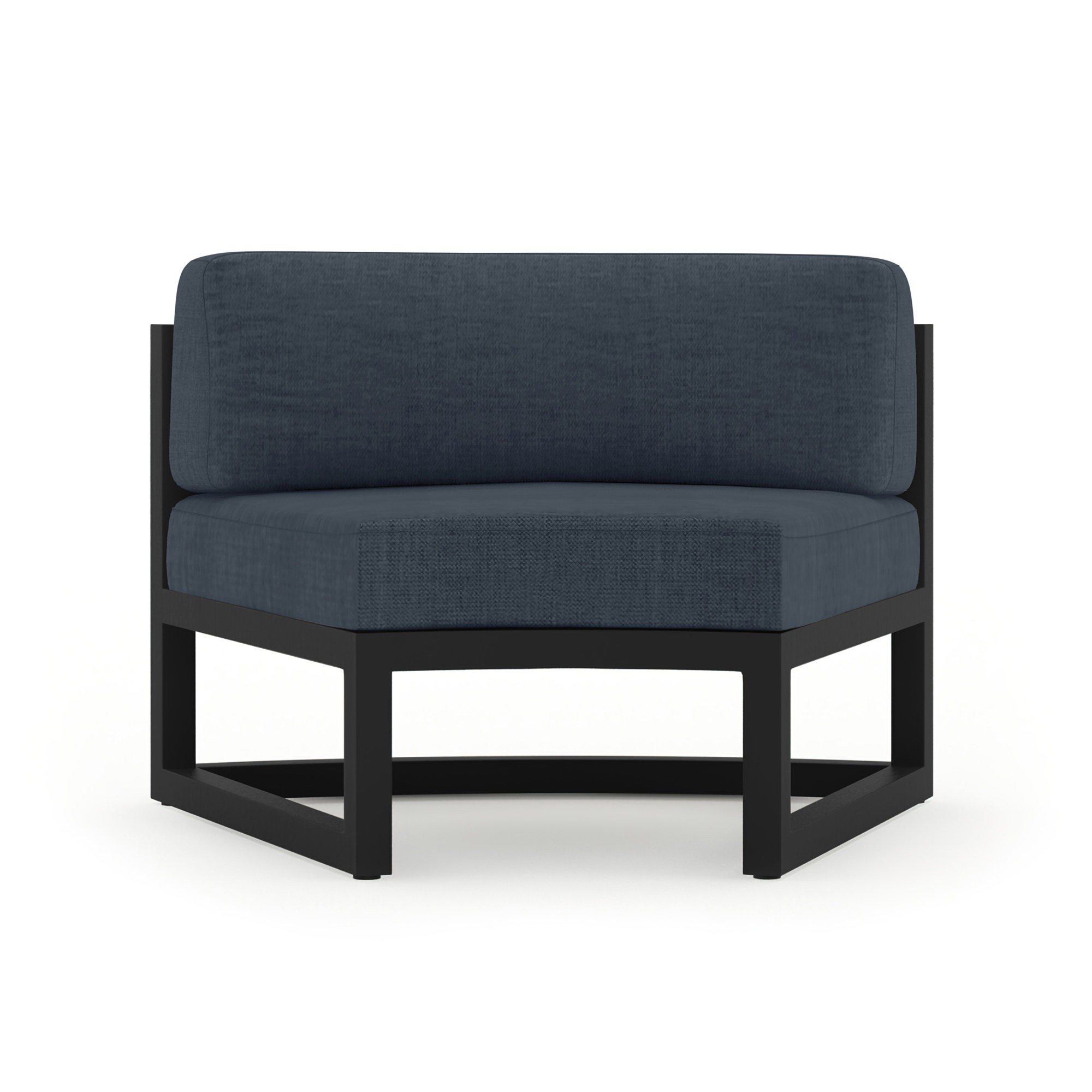 Bergeron Outdoor Curved Patio Sectional with Sunbrella Cushions, Black, Spectrum Indigo Sunbrella®