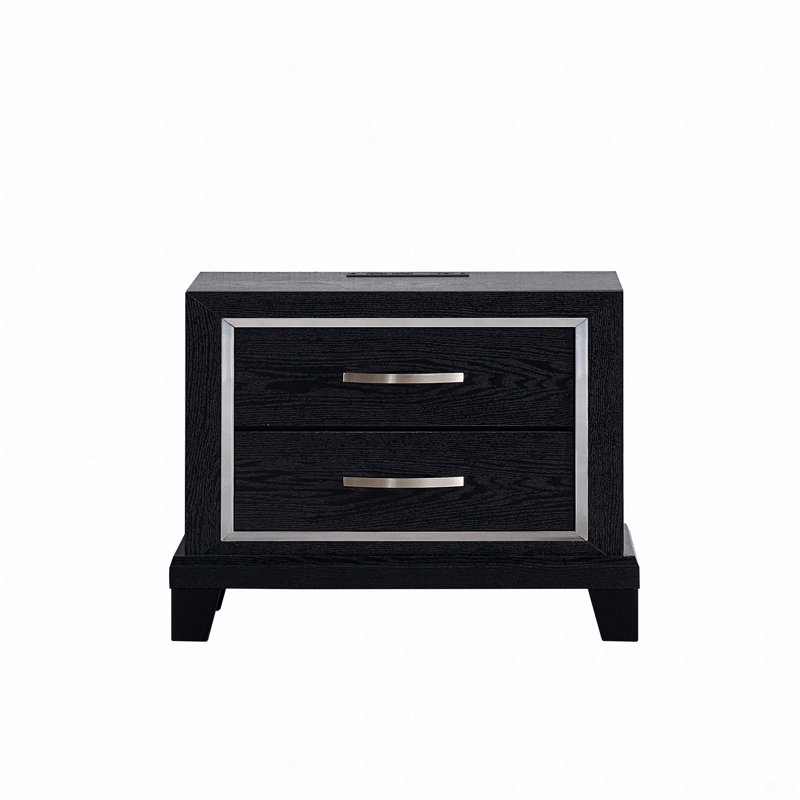 Table de chevet 2 tiroirs avec prises CA / USB