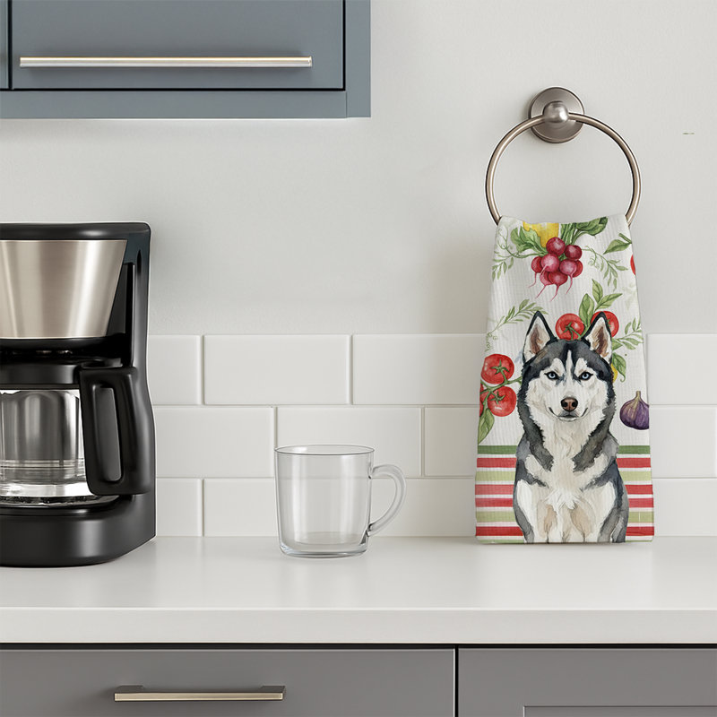 Siberian Husky Vegetables Kitchen Towel, Siberian Husky