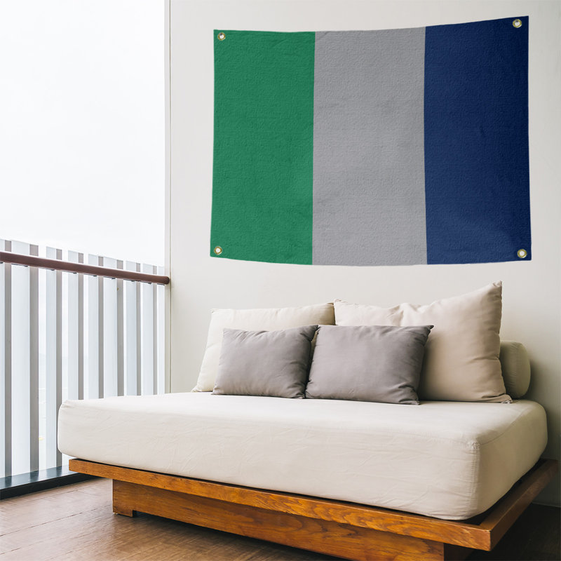Tapisserie de polyester Vancouver, H 59 po x l 80 po x P 2 po, Vert / gris froid / bleu