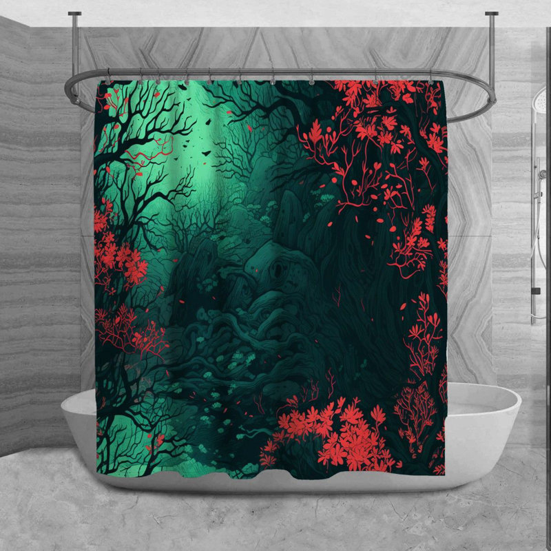 Fairytale Shower Curtain Fantasy Bathroom Decor Green, H 84 po x l 70 po