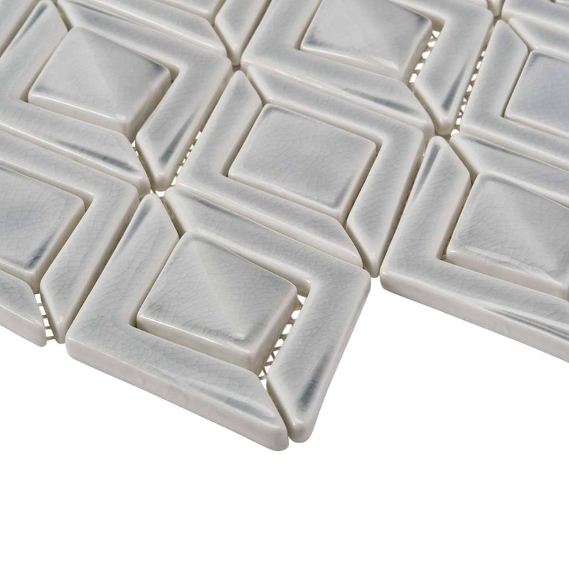 Nabi Jewel 3D Glossy Glass Mosaic Tile, Arctic Blue