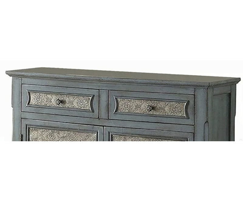 Armoire console au fini bleu antique
