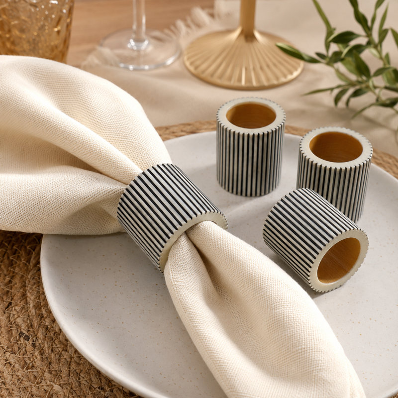 Striped Resin & Bone Napkin Ring