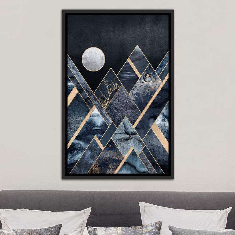 «Stormy Mountains» par Elisabeth Fredriksson - reproduction imprimée, H 40 po x l 60 po x 1,5 po, Cadre noir vieilli