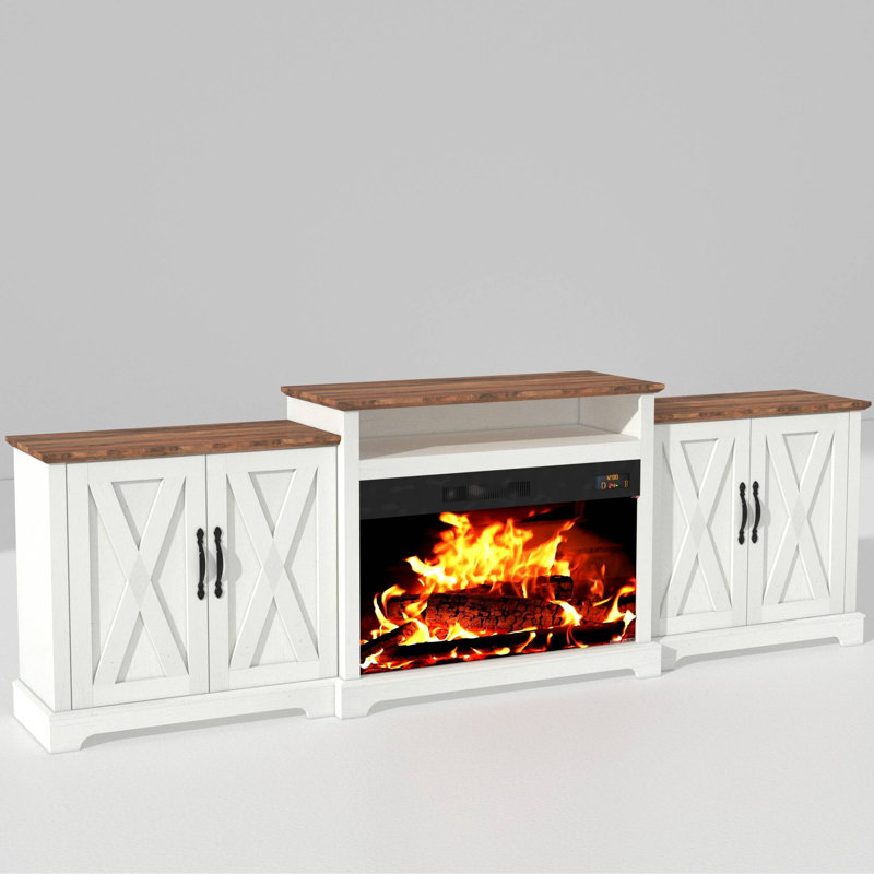 Gracie Oaks Farmhouse Fireplace Tv Stand With Large Storage Space | Wayfair