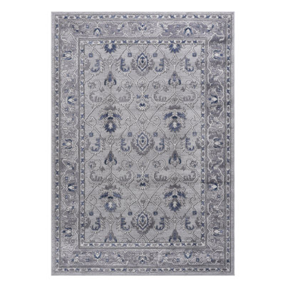 Tapis gris et bleu 5X7