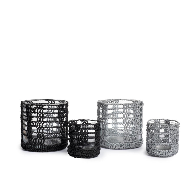 Hemp Basket, Black, 6.5" H x 6.5" W x 6.5" D