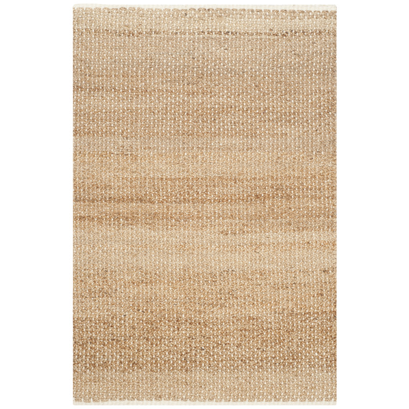 Hand-Knotted Beige Jute 9' x 12' Rectangular Area Rug
