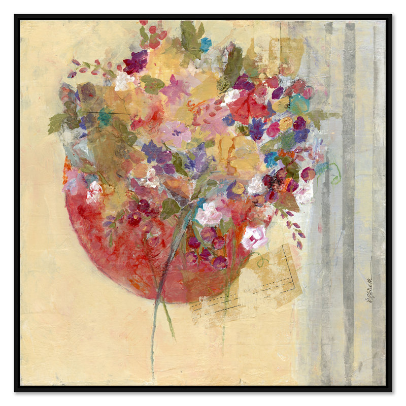 Bowl of Flowers by Jill Krasner - Single Picture Frame Painting on Canvas, Black