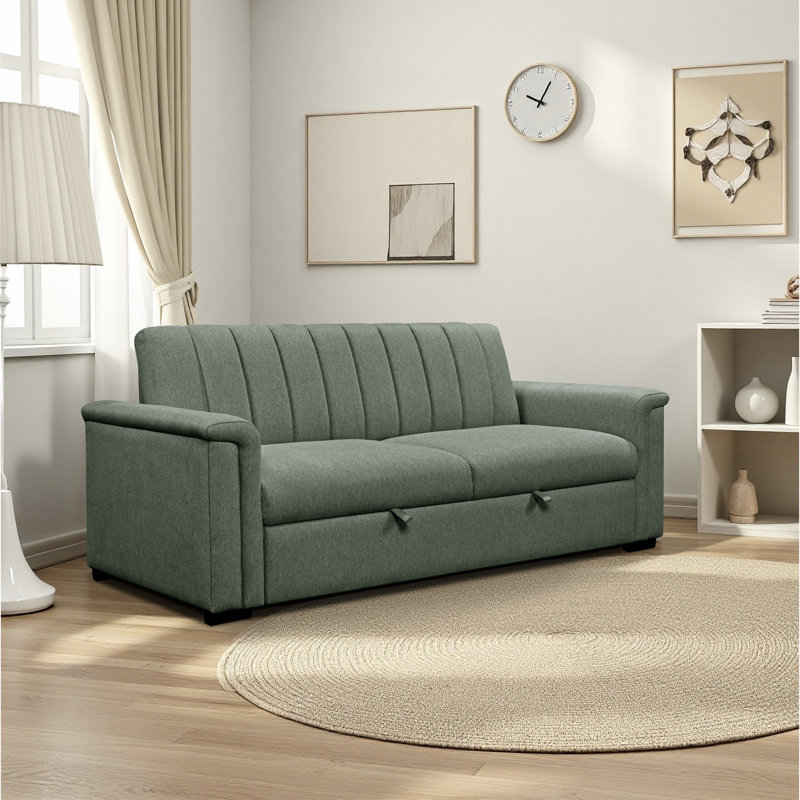 Charlotte 3 Seater Fabric Sofa Bed, Green
