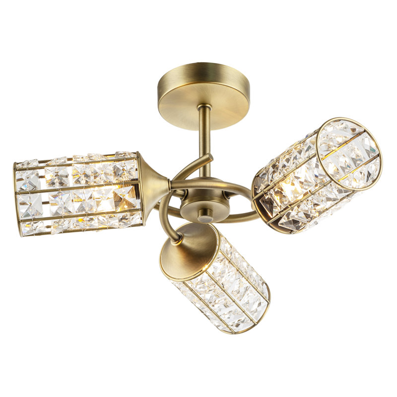 Semi Flush Mount, Antique Brass, Gold