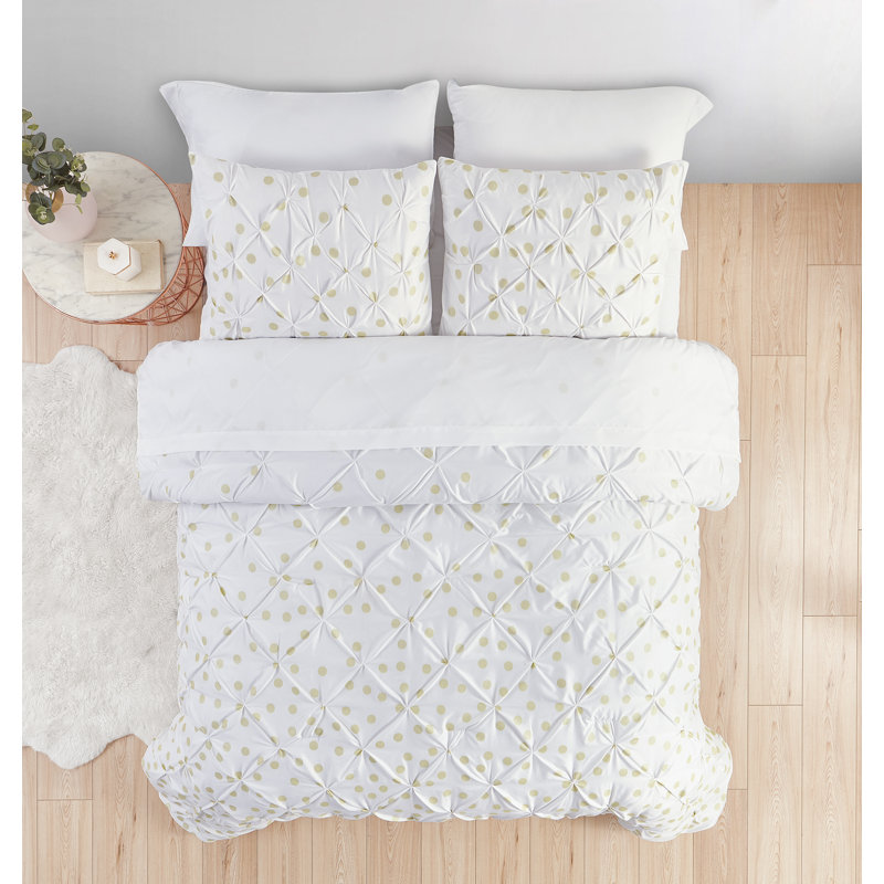 Metallic Modern & Contemporary Box Stitch Ombre Comforter, King Comforter + 6 Additional Pieces Included, Blush