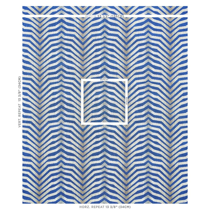 Tissu appliqué Schumacher x Neisha Crosland, Cobalt