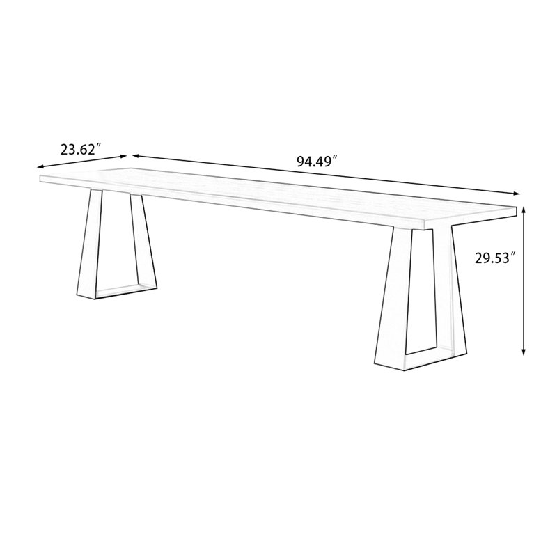 Black Rectangular Solid Wood Writing desk, 29.53"H*94.49"W*23.62"D
