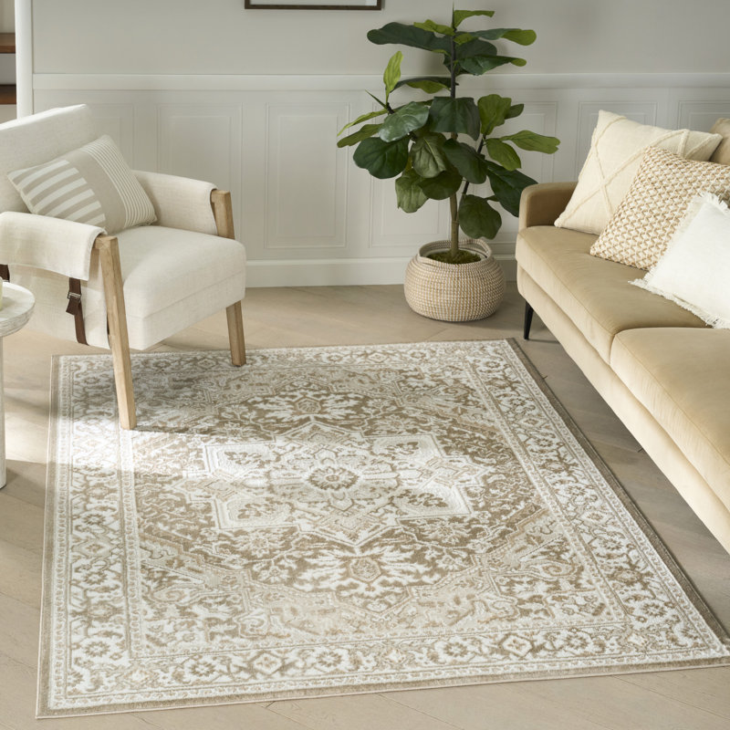Lafever 4' x 6' Taupe Ivory Vintage Indoor Rug, Rectangle 4' x 6'