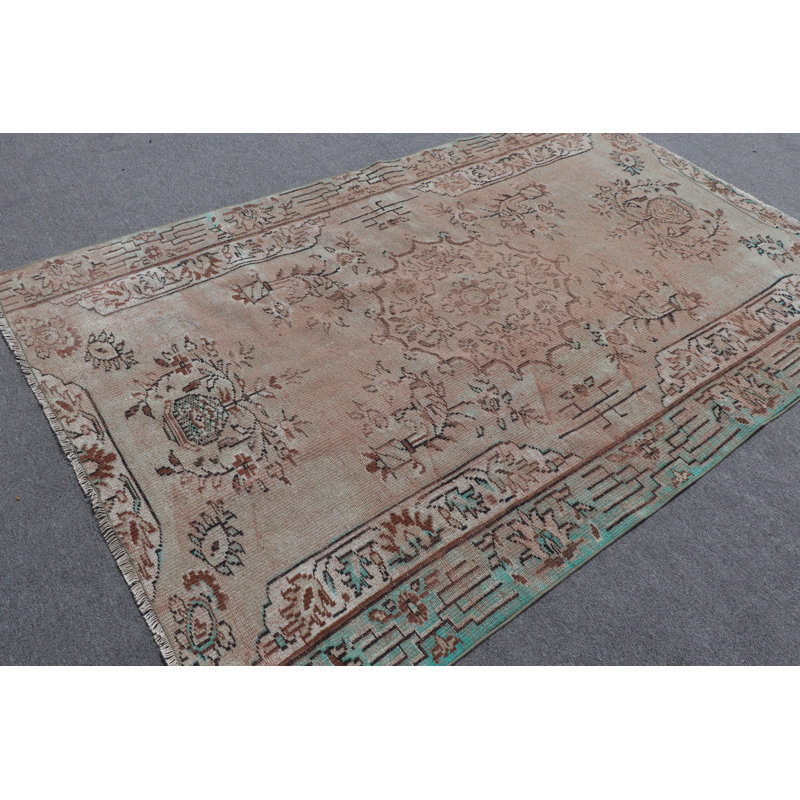 Grand tapis Oushak turc rétro tissé à la main en brun pour les espaces de salon et de salon
