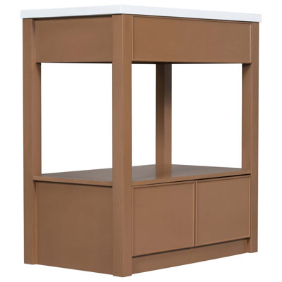 Meuble-lavabo 30 po avec comptoir d'évier, armoire de salle de bain avec tablette de rangement ouverte et 2 tiroirs