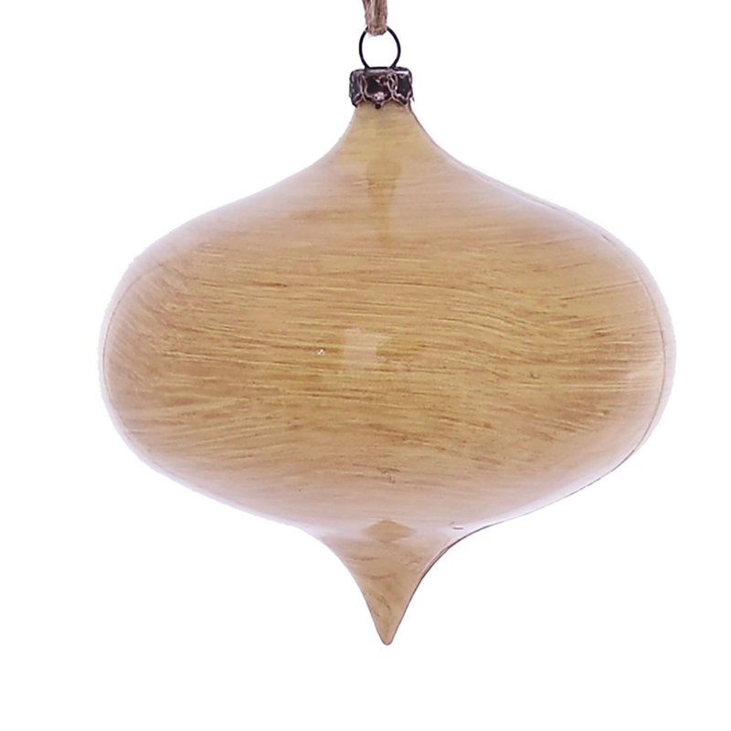 Ornement de Noël oignon grain de bois, Brun clair