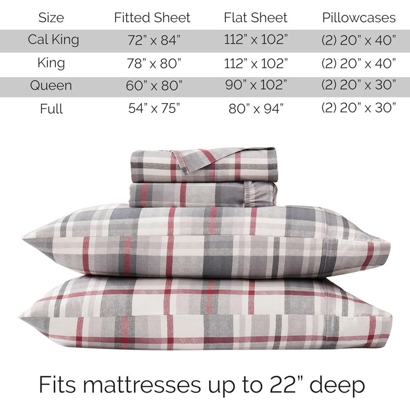 Ensemble de draps 100% coton à densité de tissage 300 fils Southland, Très grand lit, Highland Grey