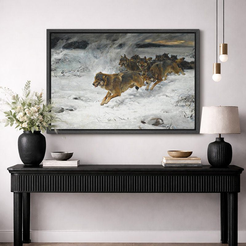 «Run Wolf Wolf», art dramatique de la nature, images de salon dramatiques, impression sur toile encadrée., H 16 po x l 24 po